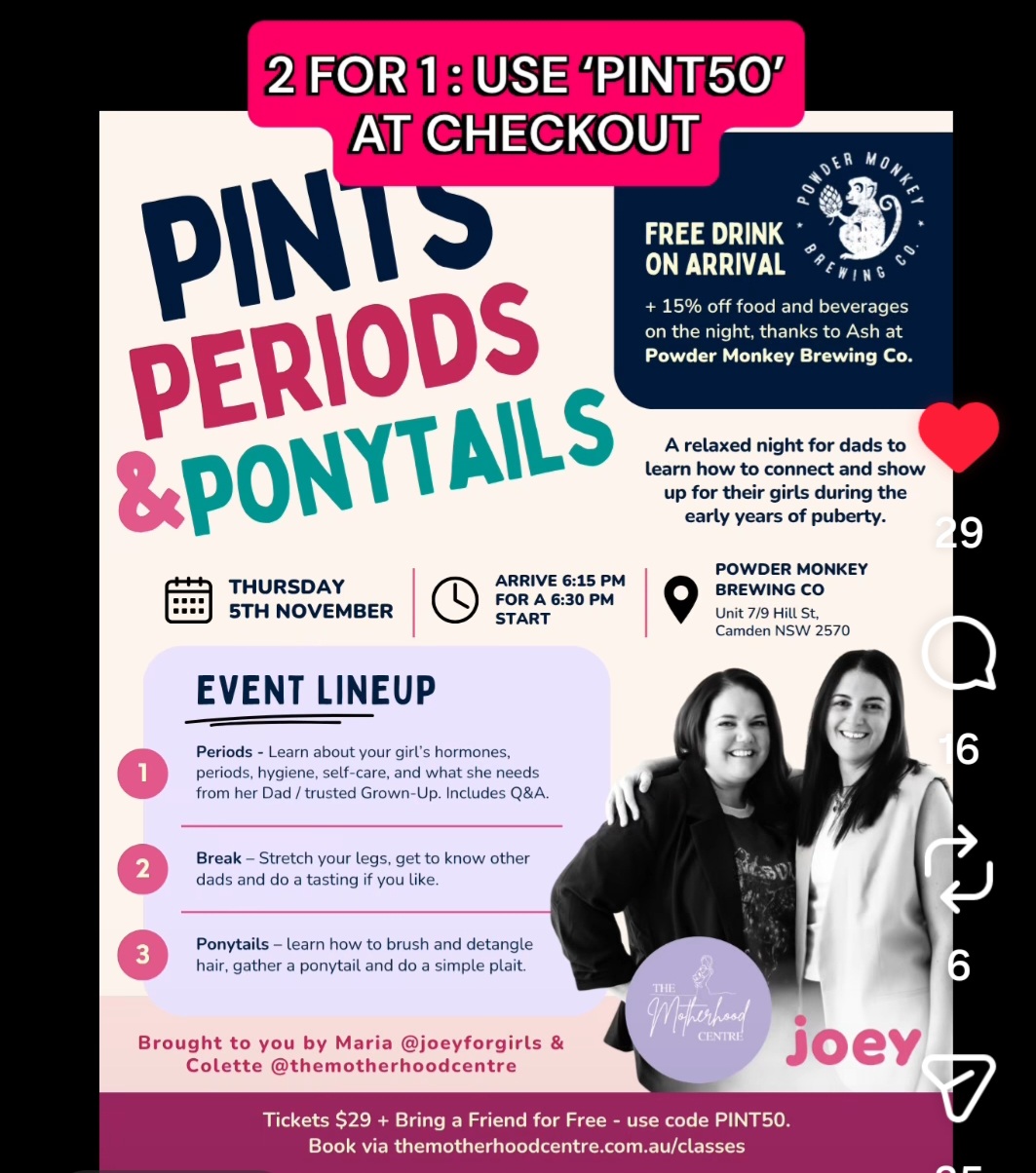 Pints, Periods and Ponytails
